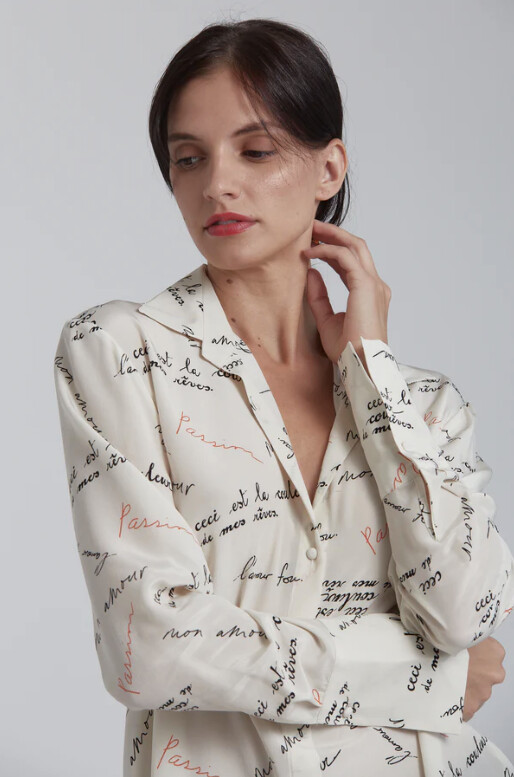 CATHERINEGEE - Daria French Cuff Silk Blouse, Colour: Passion Print, Size: XS