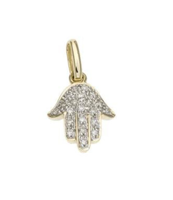 RED CARPET TRENDS - 14K Pave Diamond Hamsa Necklace
