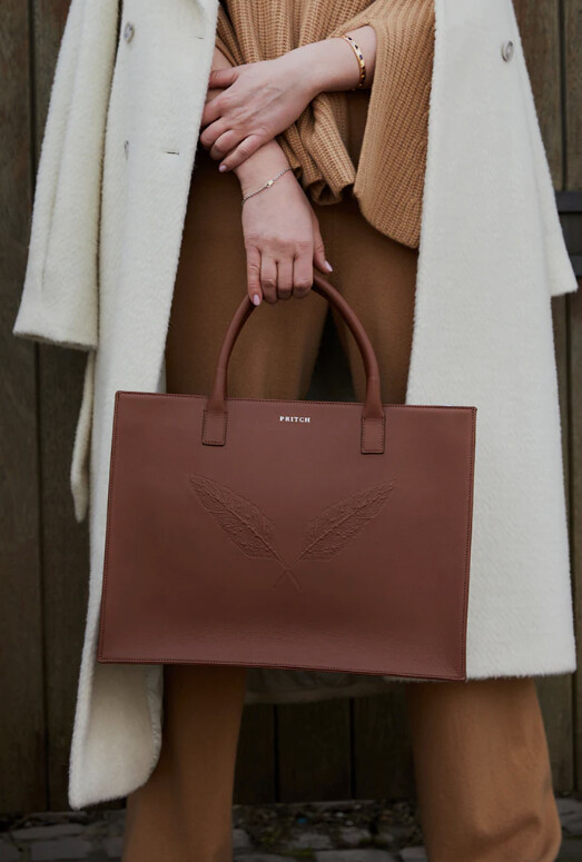 PRITCH - Pierced Feather Leather Tote Bag