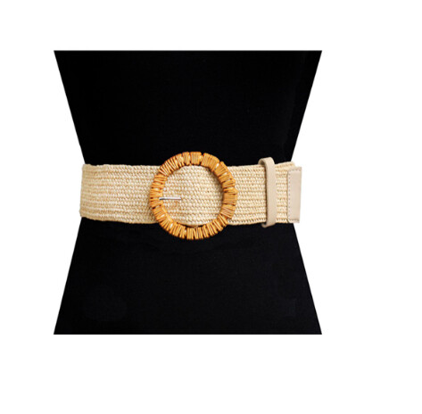 JOIA - Rattan Stretch Circle Buckle Belt, Colour: BE