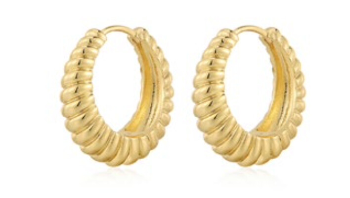 LUV AJ Ridged Marbella Hoops Gold