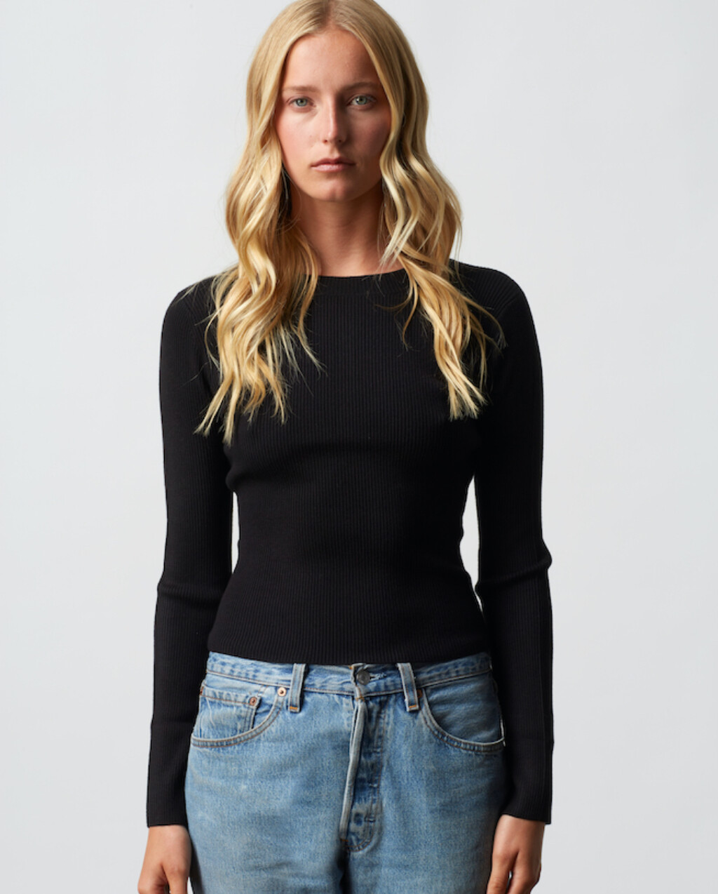 GREY VEN - Gregory Ribbed Top Black