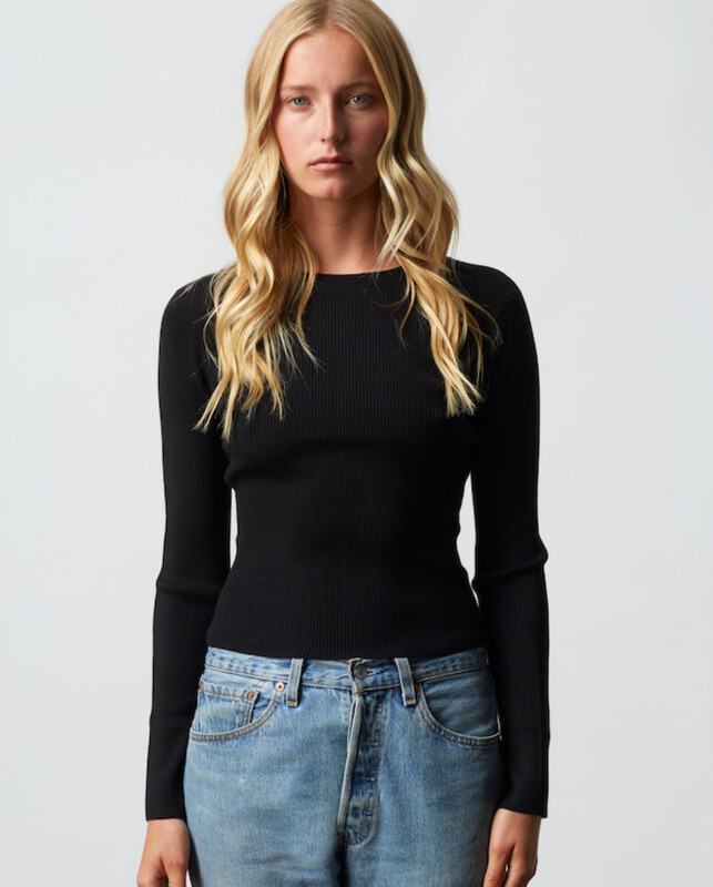 GREY VEN - Gregory Ribbed Top Black