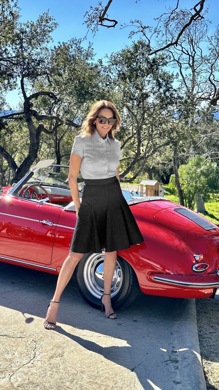 LOUIS VERDAD - Flare Skirt Denim, Size: XS, Colour: Black Denim