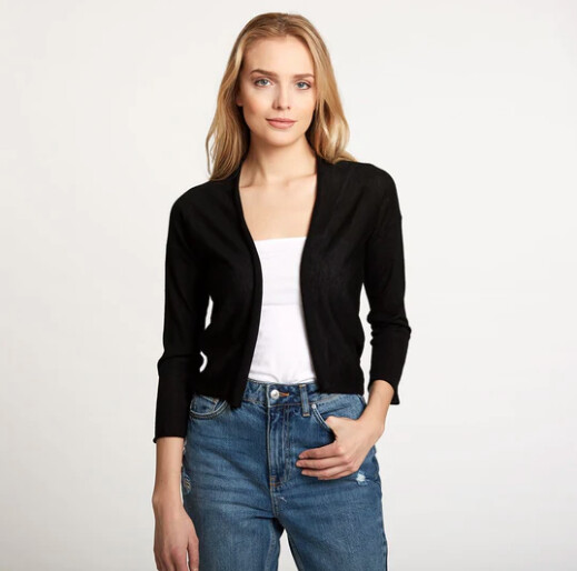 AUTUMN CASHMERE - Easy Crop Cardigan, Size: XS, Colour: BLACK