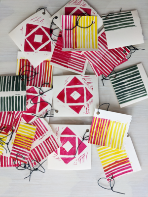 Assorted Handmade Gift Tags | Bright Colorful Block Print Patterns
