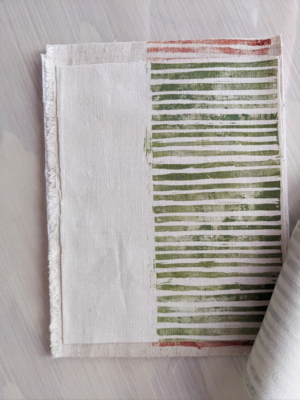 Block Print Neutral Sage Green Pattern | Hemp Fabric by the Yard