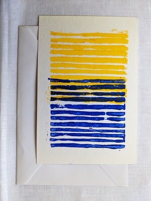 Block Print Cards | Blue & Yellow Sunrise Stripes