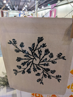 Botanical Wreath Tapestry | Sagebrush & Rose Hip Black on Natural Hemp