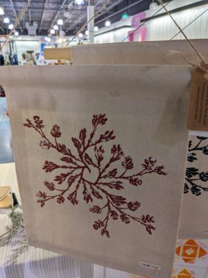 Botanical Wreath Tapestry | Sagebrush & Rose Hip Deep Red on Natural Hemp