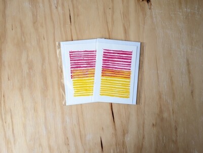 Block Print Cards | Red &amp; Yellow Sunset Stripes