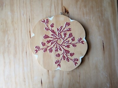 Cottagecore Carved Wood Wreath | Sagebrush & Rose Hip Red