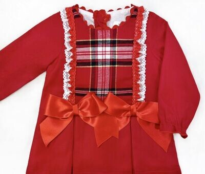 WINTER SALE WEEMEE BABY GIRL RED TARTAN DRESS WITH PANTS