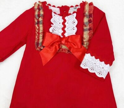 WINTER SALE WEE MEE BABY GIRL RED A LINE DRESS WITH PANTS