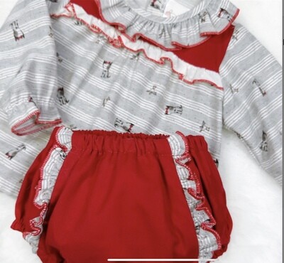 WINTER SALE WEEMEE BABY GIRL RED WITH GREY PRINT OUTFIT
