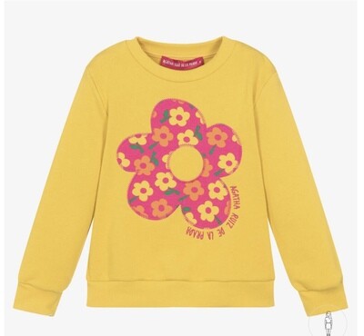 WINTER SALE AGATHA Girls Yellow Cotton Flower Sweatshirt