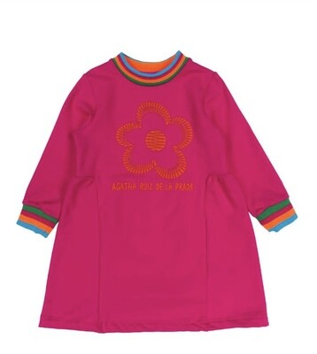 WINTER SALE AGATHA Flower Sweatshirt Dress - Fuchsia Pink