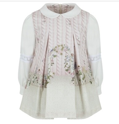 WINTER SALE LAPIN HOUSE Girls Pink Cotton Embroidered Flowers Dress