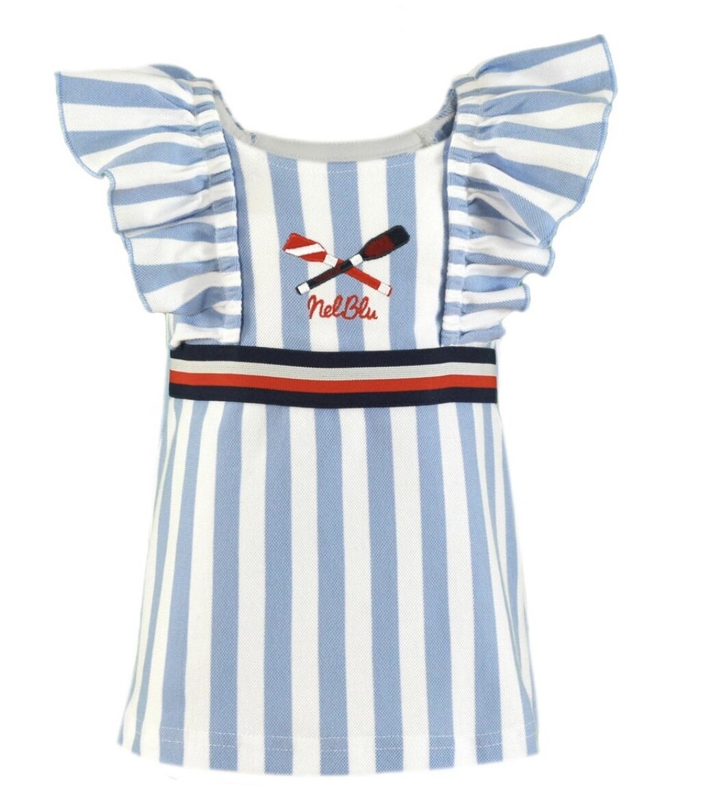 MIRANDA NEL BLU Blue & White Stripe Baby Girls Dress