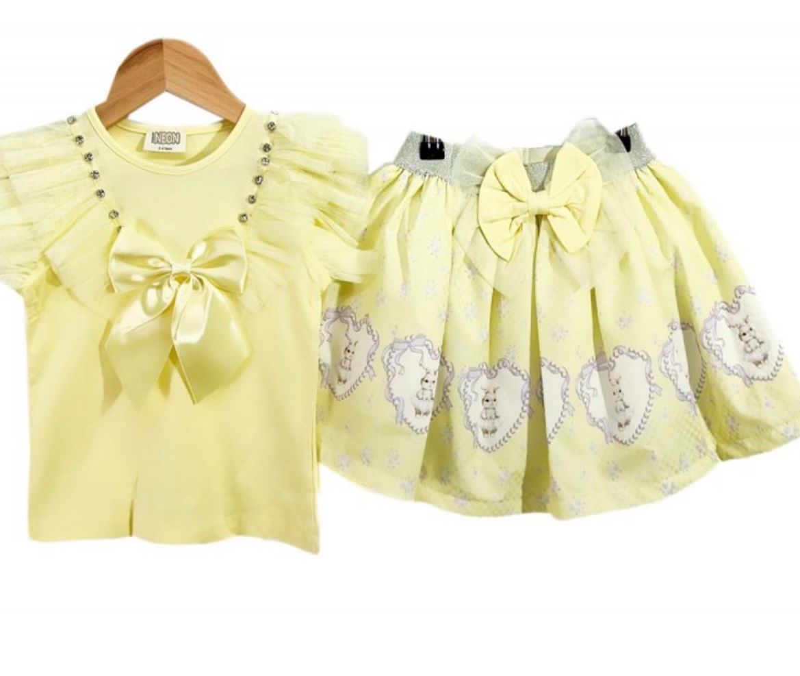NEON  2 piece Skirt set Lemon