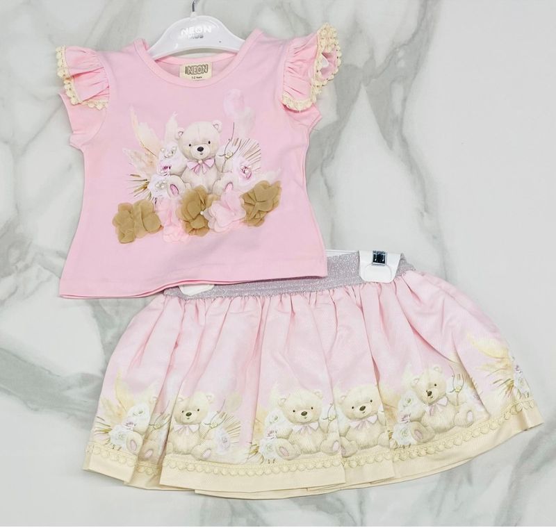 NEON 2 piece skirt set pink
