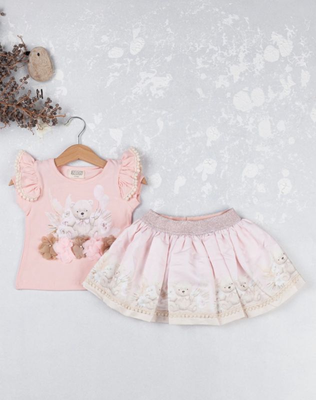NEON Teddy skirt set Peach