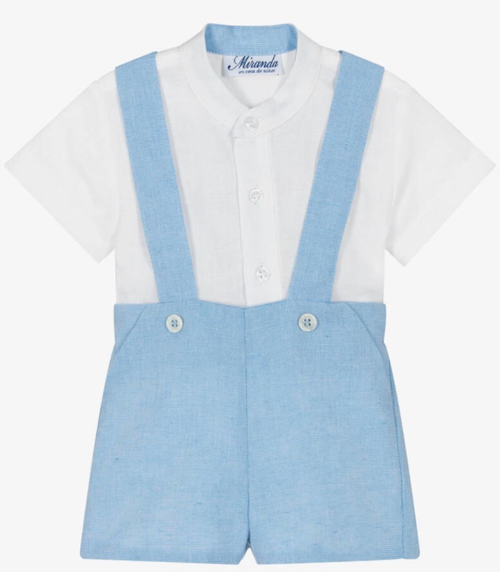 Miranda Boys Blue Linen Shorts Set