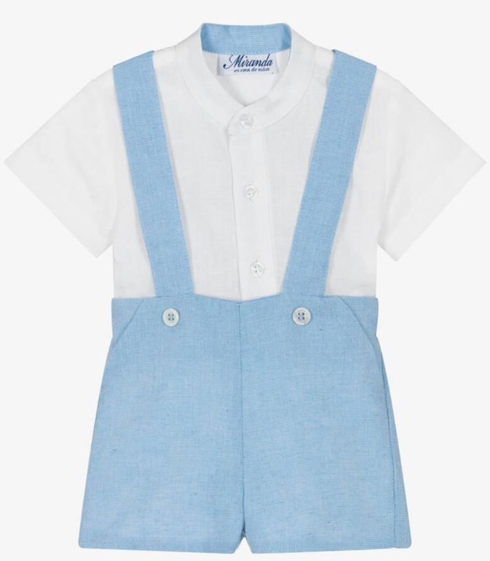 Miranda Boys Blue Linen Shorts Set
