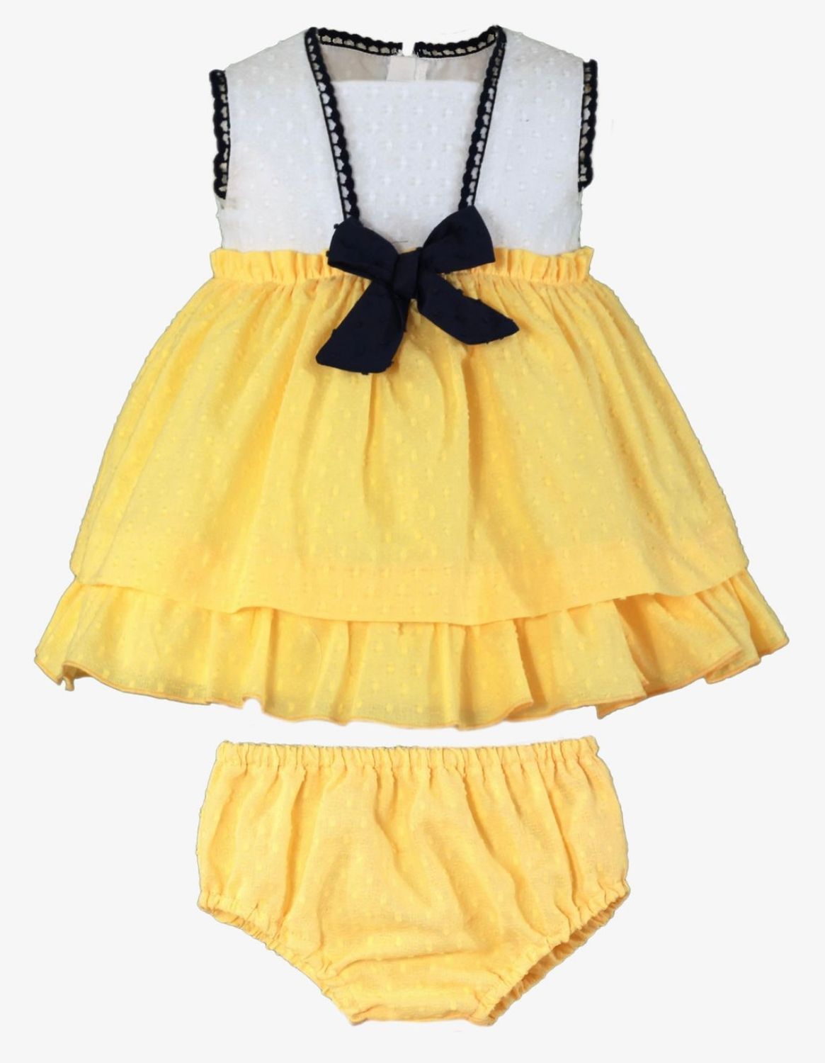Miranda Baby Girls Yellow & White Cotton Dress