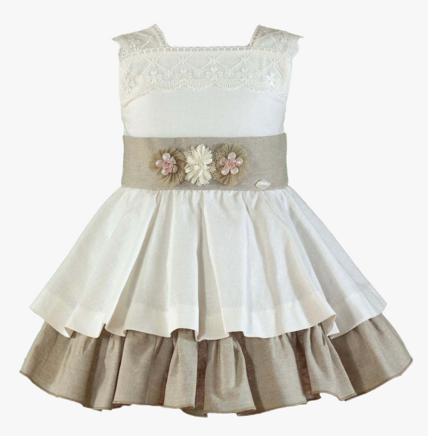 Miranda Girls Ivory Cotton Dress