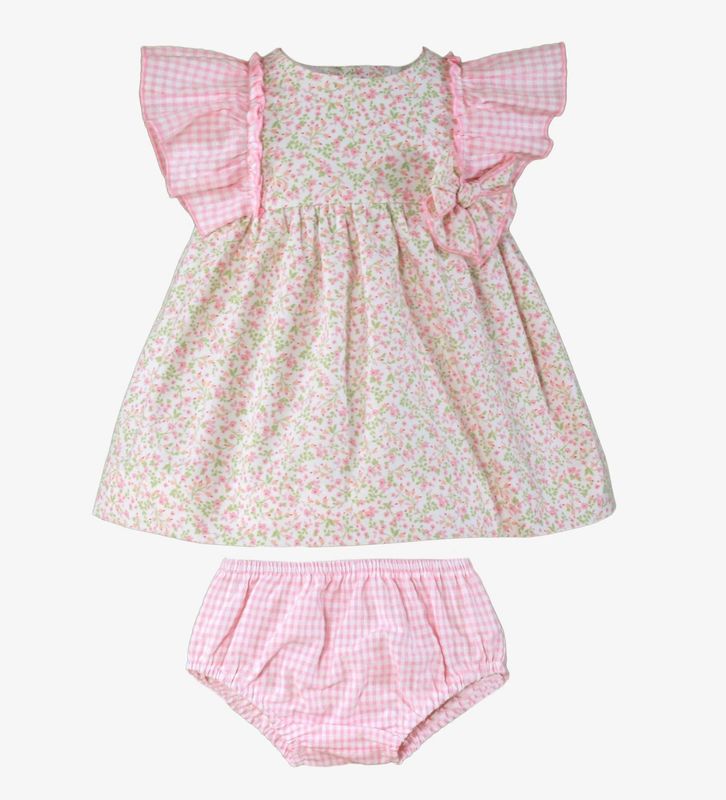 Miranda Baby Girls Pink Floral Cotton Dress