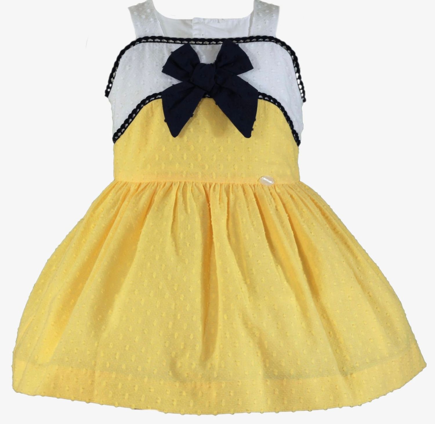 Miranda Lemon and Navy Dress