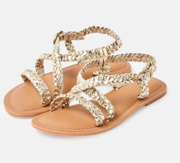 Angel & Rocket Delilah Gold Basket Weave Gold Sandal