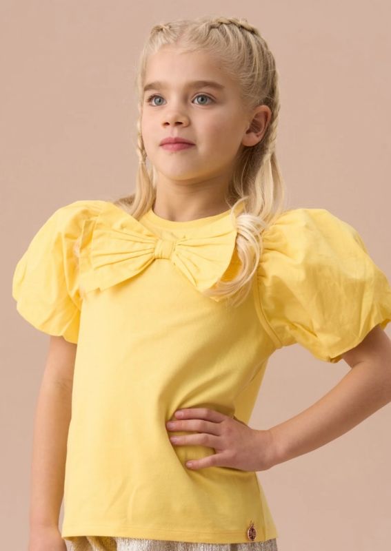 Angel & Rocket Eleri Yellow Bow Puff Sleeve Top