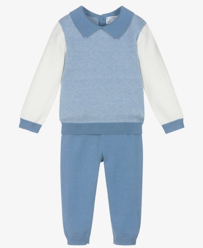BEAU KID Boys Blue & White Knitted Trouser Set