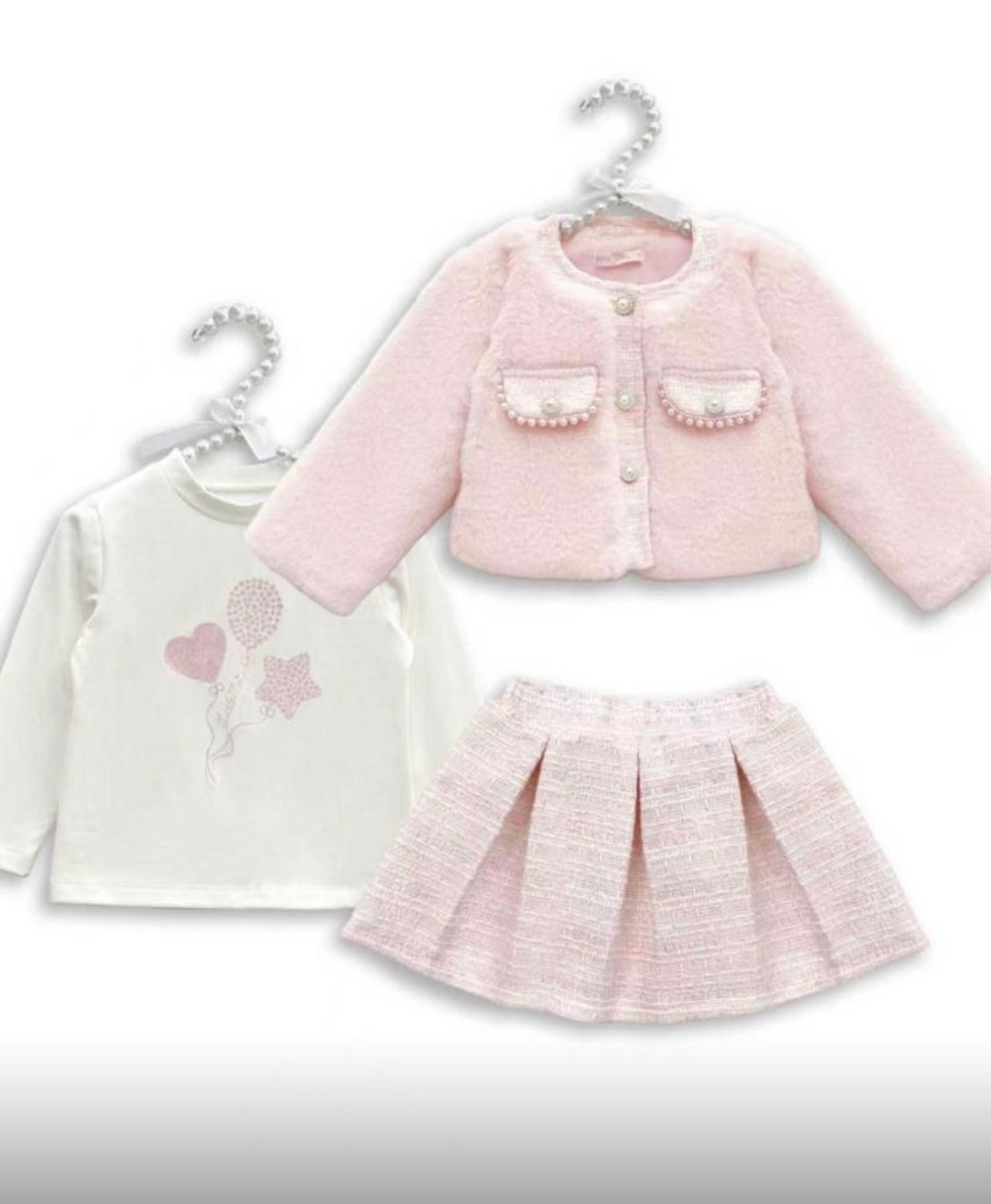 GIRLS 3 piece Skirt set in baby pink
