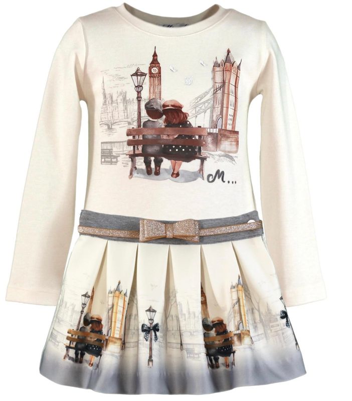MIRANDA Girls London Graphics Skirt Set - Ivory Grey