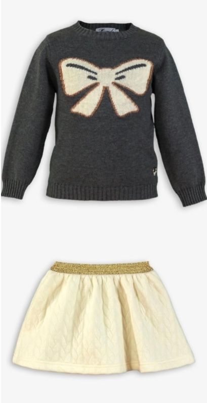 Miranda AW25 0248J Girls Cream Sweater and Skirt Set