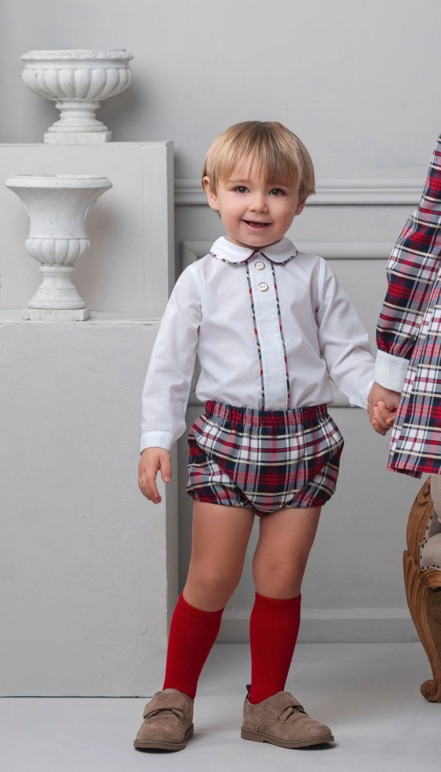 ROCHY AW25 - BABY BOYS TARTAN PRINT SHORTS & MATCHING SHIRT