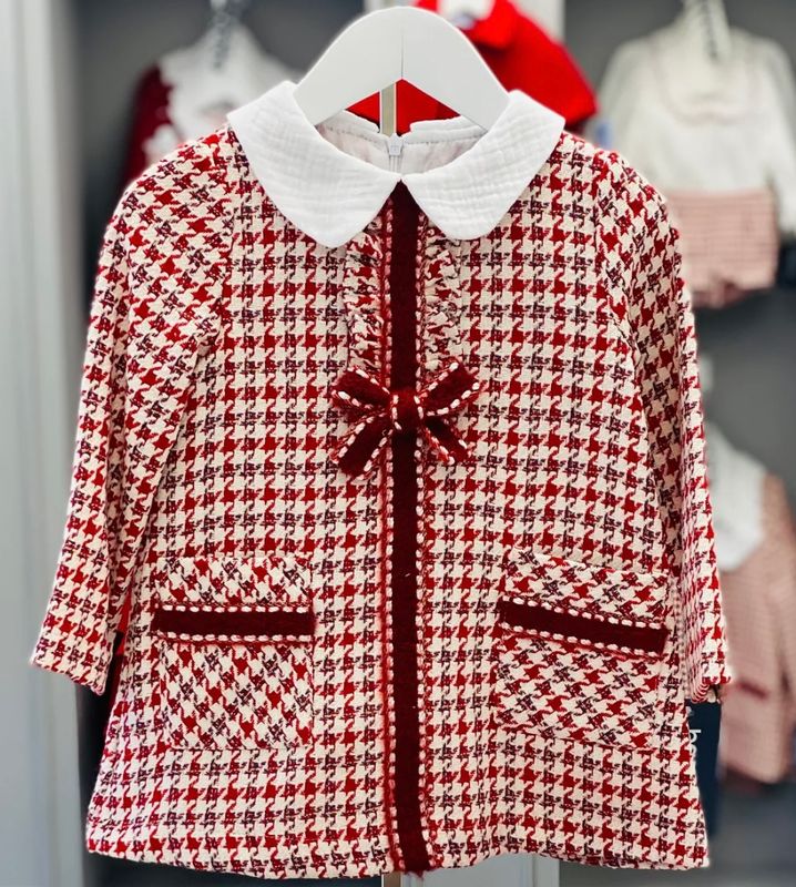 BASMARTI Red Dogtooth Girls A-Line Dress
