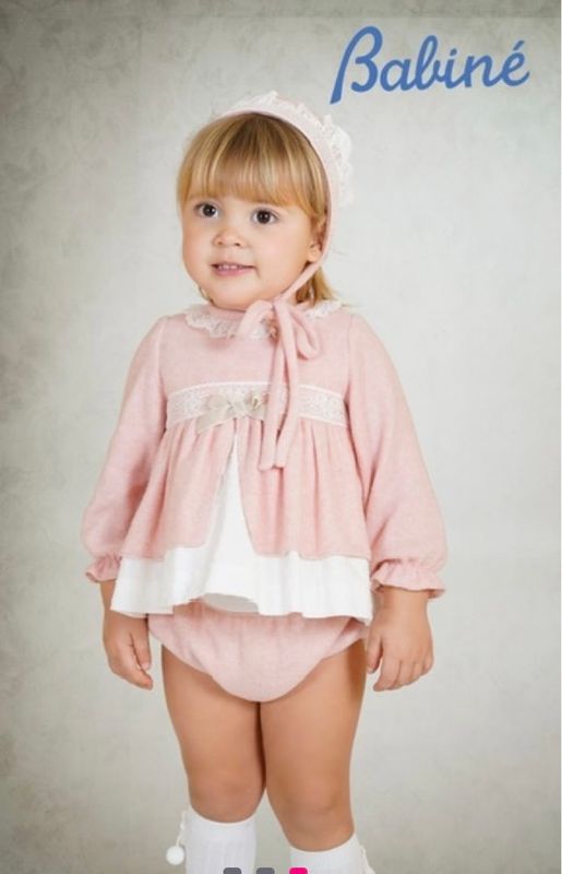 Babine AW25 Girls Peach and Cream dress