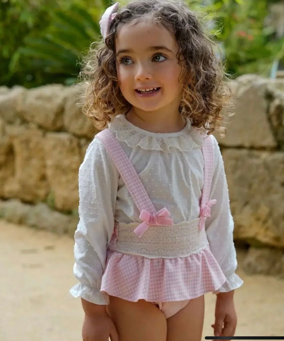 Babine Girls Pink Gingham Jam Pant Set