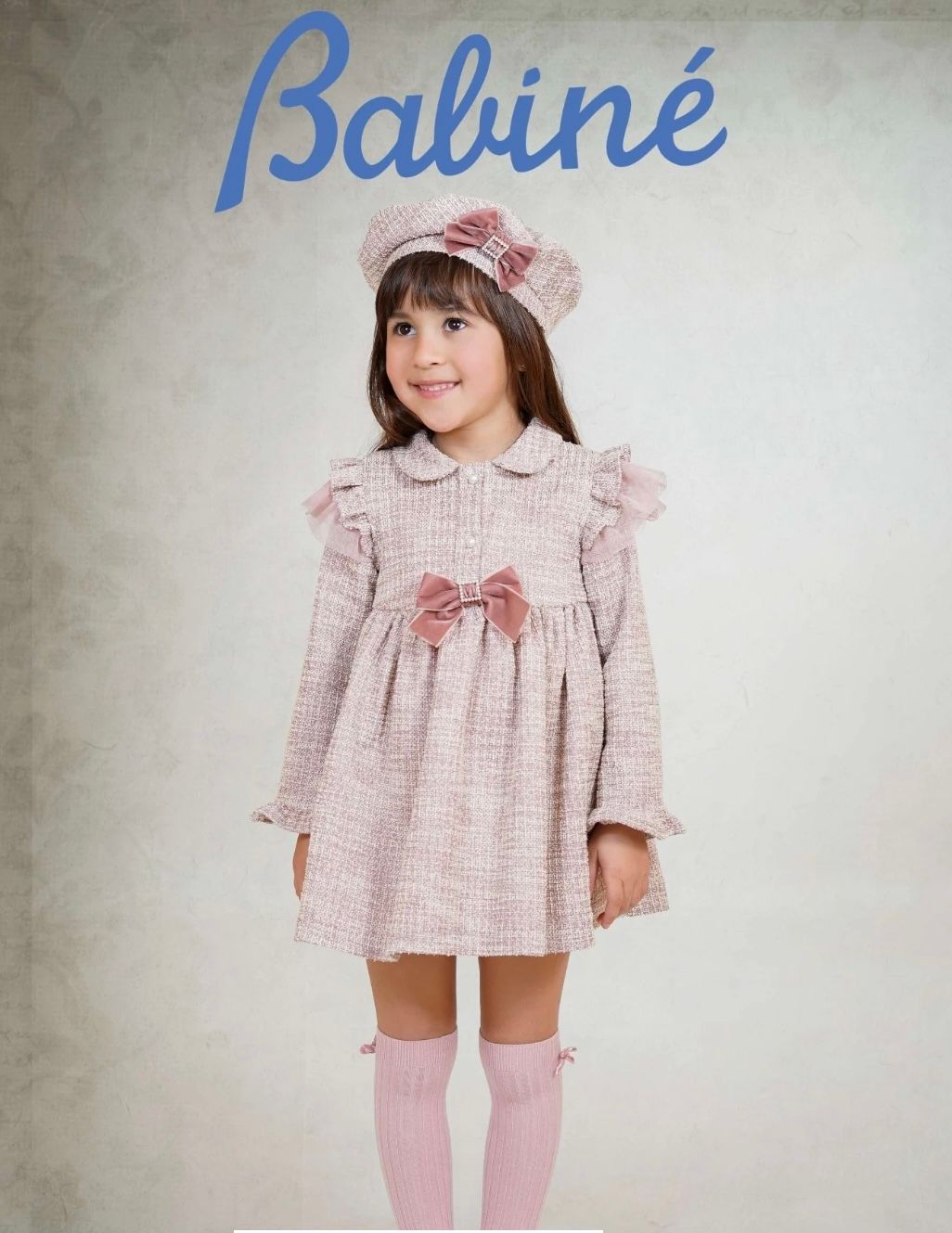 BABINE - GIRLS PINK TWEED DRESS