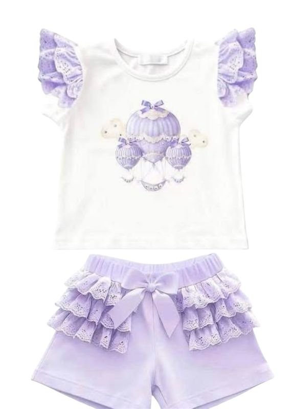 GIORGIO BAMBINI  LILAC HOT AIR BALLOON SHORTS SET