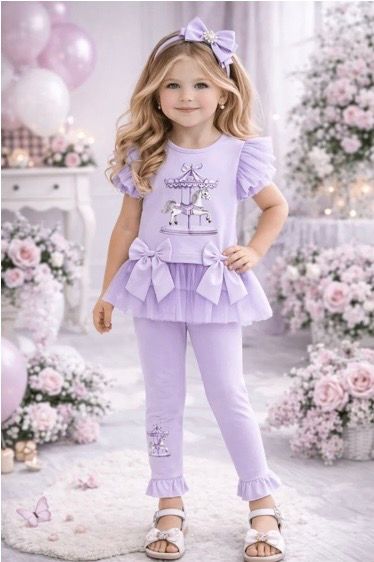 GIORGIO BAMBINI CAROUSEL LILAC LEGGINGS & TOP SET