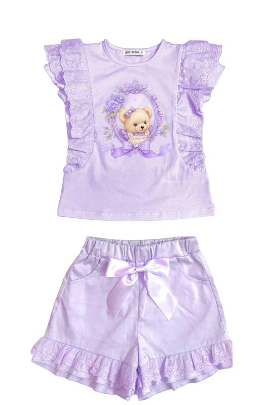 GIORGIO BAMBINI LILAC TEDDY SHORTS SET