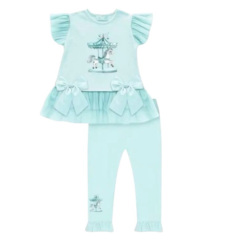 GIORGIO BAMBINI MINT GREEN CAROUSEL LEGGINGS & TOP SET