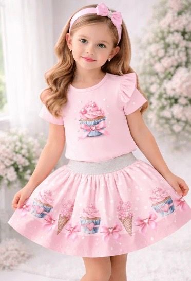 GIORGIO BAMBINI PINK CUPCAKE SKIRT SET & HAIRBOW