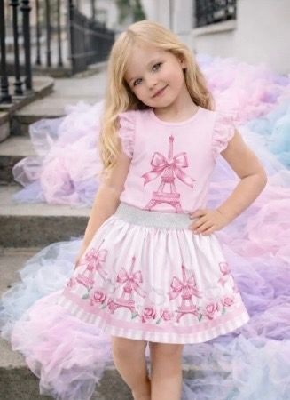 GIORGIO BAMBINI PINK PARIS T-SHIRT & SKIRT SET