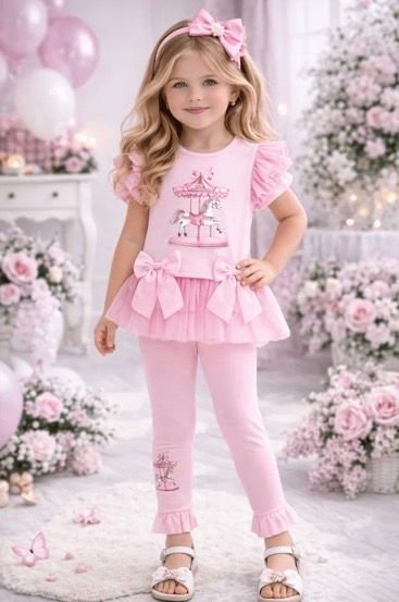 GIORGIO BAMBINI PINK CAROUSEL LEGGINGS & TOP SET